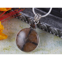Chiastolite & Smoky Topaz Quartz Sterling Silver Pendant/Necklace