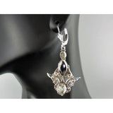 Herkimer Diamond (Quartz) & Onyx Sterling Silver Earrings