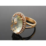 Green Amethyst &  White Topaz 18kt Gold Plated .925 Sterling Silver Ring - Size 7.50