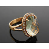 Green Amethyst &  White Topaz 18kt Gold Plated .925 Sterling Silver Ring - Size 7.50