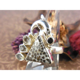 Stingray Coral, Herkimer Diamond (Quartz), and Onyx 925 Sterling Silver Dolphin Ring - Size 7.75