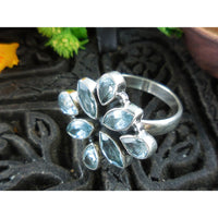 Blue Topaz Sterling Silver Ring - Size 9.25