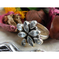 Blue Topaz Sterling Silver Ring - Size 9.25