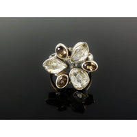 Herkimer Diamond (Quartz) & Smoky Quartz Sterling Silver Ring - Size 8