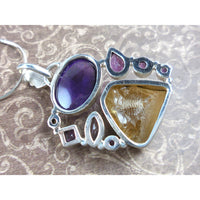 Amethyst & Citrine (rough) .925 Sterling Silver Pendant/Necklace