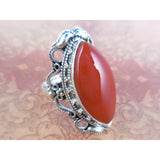Carnelian Cabochon .925 Sterling Silver Ring - Size 8.5