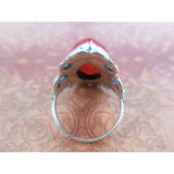 Carnelian Cabochon .925 Sterling Silver Ring - Size 8.5