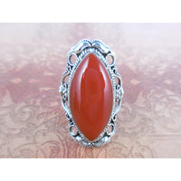Carnelian Cabochon .925 Sterling Silver Ring - Size 8.5