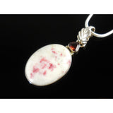 Cinnabar in Dolomite and Garnet Sterling Silver Pendant/Necklace