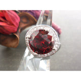 Garnet-Colored CZ & .925 Sterling Silver Coctail Ring - Size 6.5
