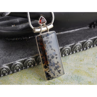 Montana Agate & Garnet Sterling Silver Pendant/Necklace