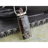 Montana Agate & Garnet Sterling Silver Pendant/Necklace