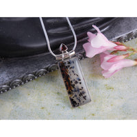 Montana Agate & Garnet Sterling Silver Pendant/Necklace