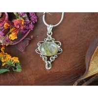 Golden Rutilated Quartz & Citrine Sterling Silver Pendant/Necklace