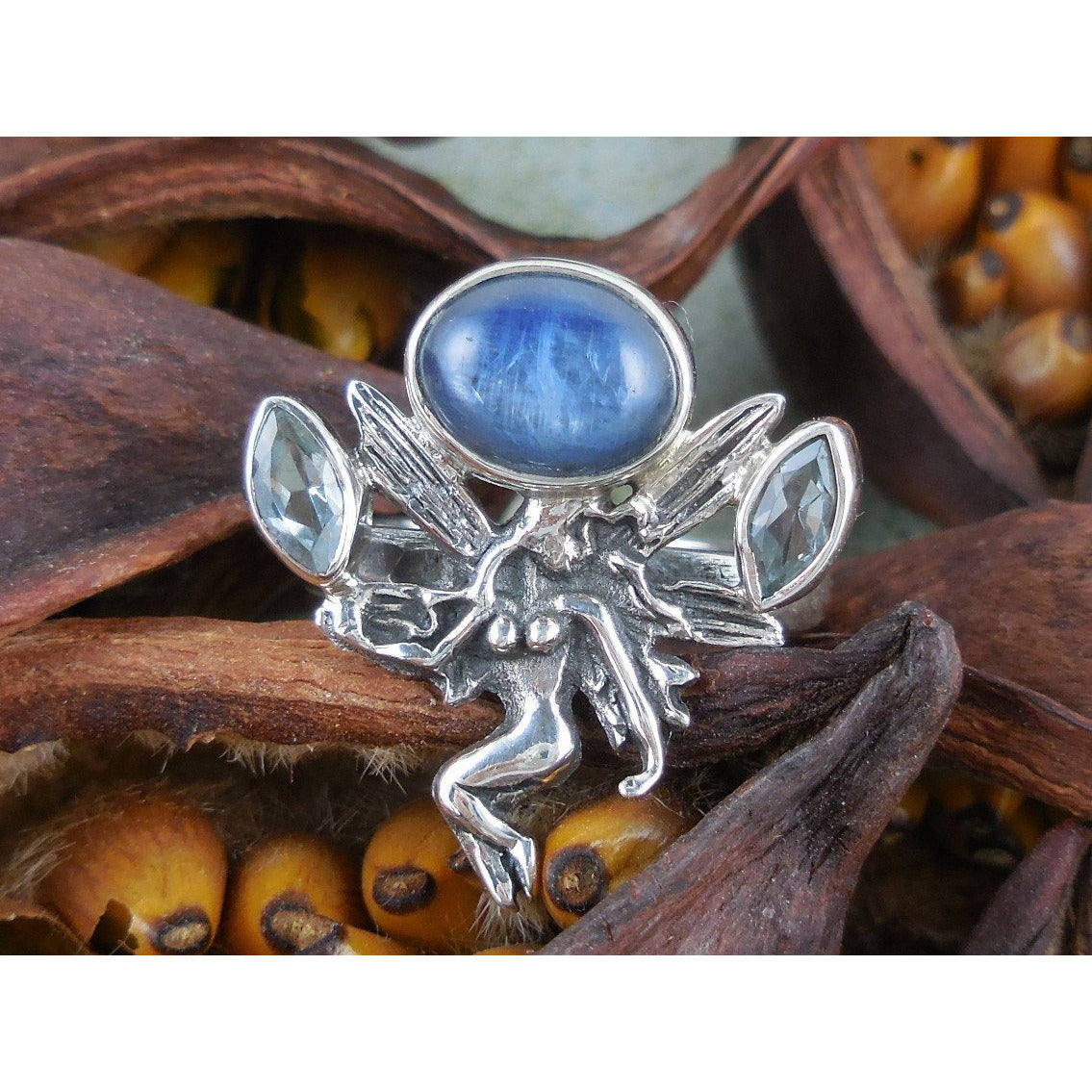 Kyanite & Blue Topaz Sterling Silver Fairy Ring - Size 6.75 – Sage ...