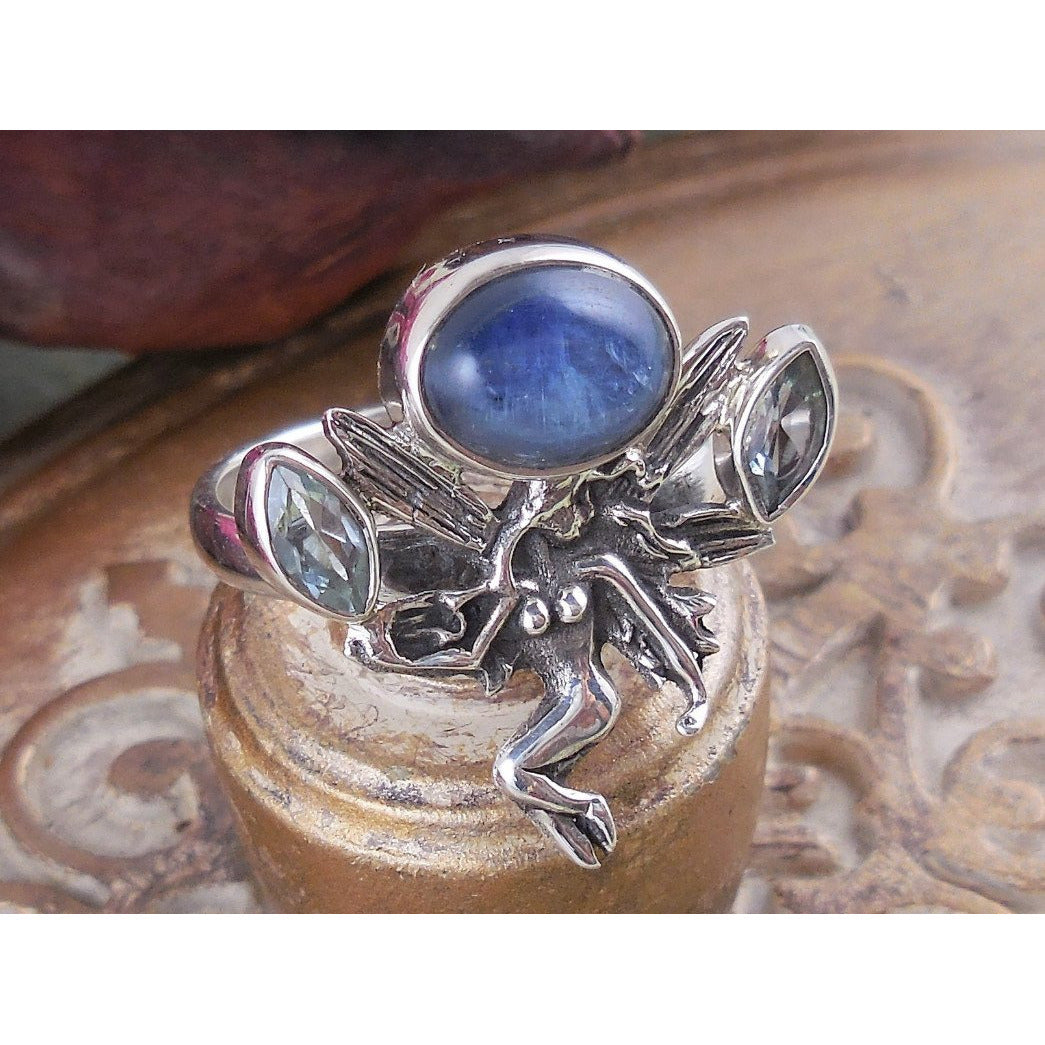 Kyanite & Blue Topaz Sterling Silver Fairy Ring - Size 6.75 – Sage ...