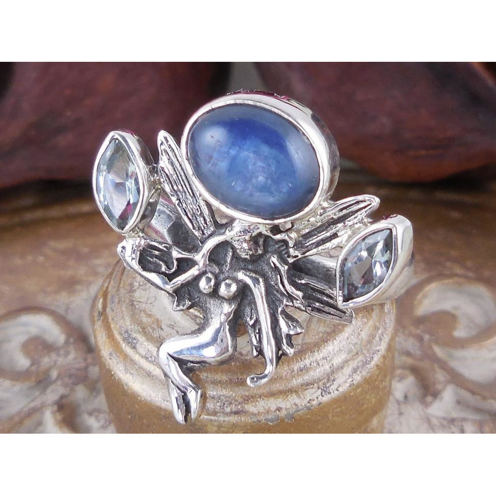 Kyanite & Blue Topaz Sterling Silver Fairy Ring - Size 6.75 – Sage ...