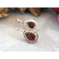 Garnet .925 Sterling Silver Fishhook Earrings