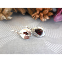 Garnet .925 Sterling Silver Fishhook Earrings