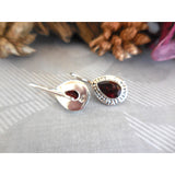 Garnet .925 Sterling Silver Fishhook Earrings