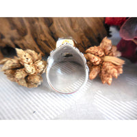 Two-Tone Herkimer Diamond (Quartz) .925 Sterling Silver Bezel Ring - Size 7.75