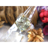 Two-Tone Green Amethyst .925 Sterling Silver Ring – Size 6.75