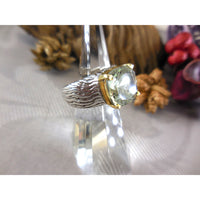 Two-Tone Green Amethyst .925 Sterling Silver Ring – Size 6.75