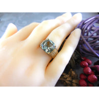 Two-Tone Green Amethyst .925 Sterling Silver Ring – Size 6.75