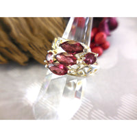 Marquis Garnet 5-Stone .925 Sterling Silver Ring - Size 7.75