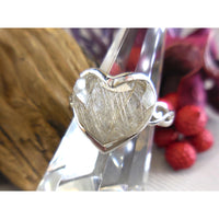 Golden Rutilated Quartz Heart-Shaped .925 Sterling Silver Bezel Ring - Size 6.25