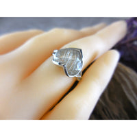 Golden Rutilated Quartz Heart-Shaped .925 Sterling Silver Bezel Ring - Size 6.25