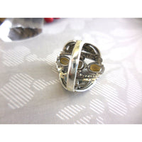 Freshwater Pearl (3-Bezel Settings) .925 Sterling Silver Ring - Size 9.25
