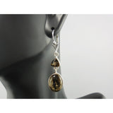 Golden Seraphinite & Smoky Topaz Sterling Silver Earrings