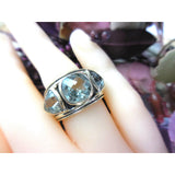 Green Amethyst 3-Stone .925 Sterling Silver Ring - Size 6.50