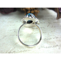 Turquoise Flower & Leaf .925 Sterling Silver Ring - Size 8