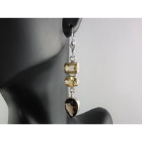 Smoky Quartz & Citrine Sterling Silver Earrings