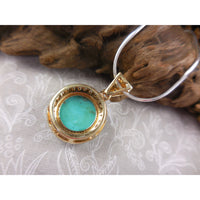 Turquoise & Natural White Zircon Two-Tone 14kt Gold Over Sterling Pendant/Necklace