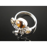 Tiger's Eye & Citrine Sterling Silver Fairy Ring - Size 8.5