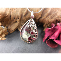 Garnet in the Rough Cabochon.925 Sterling Silver Pendant/Necklace