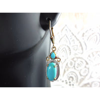 Turquoise & Natural White Topaz Two-Tone 14kt Gold Over Sterling Earrings