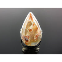 Tube Agate Sterling Silver Ring - Size 8.75