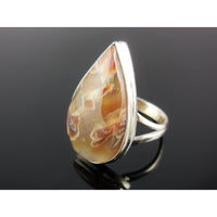 Tube Agate Sterling Silver Ring - Size 8.75