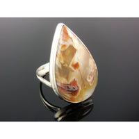 Tube Agate Sterling Silver Ring - Size 8.75