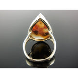 Tube Agate Sterling Silver Ring - Size 8.75