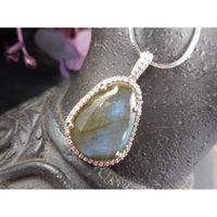 Labradorite & White Topaz Sterling Silver Pendant/Necklace