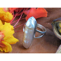 Biwa Pearl Sterling Silver Ring - Size 9