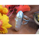 Biwa Pearl Sterling Silver Ring - Size 9