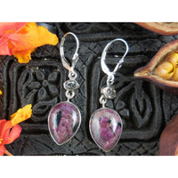 Eudialyte & Herkimer Diamond (Quartz) Sterling Silver Earrings