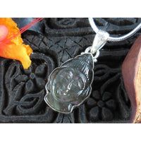 Handcarved Labradorite Sterling Silver Buddha Pendant/Necklace