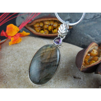 Labradorite & Amethyst Sterling Silver Pendant/Necklace